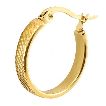 Fashion Round Stainless Steel Hoop Earrings Gold Plated Stainless Steel Earrings