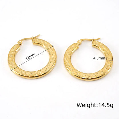 Fashion Round Gold Plated Stainless Steel Hoop Earrings