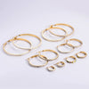 Fashion Round Stainless Steel Hoop Earrings Inlay Rhinestones Stainless Steel Earrings 1 Pair