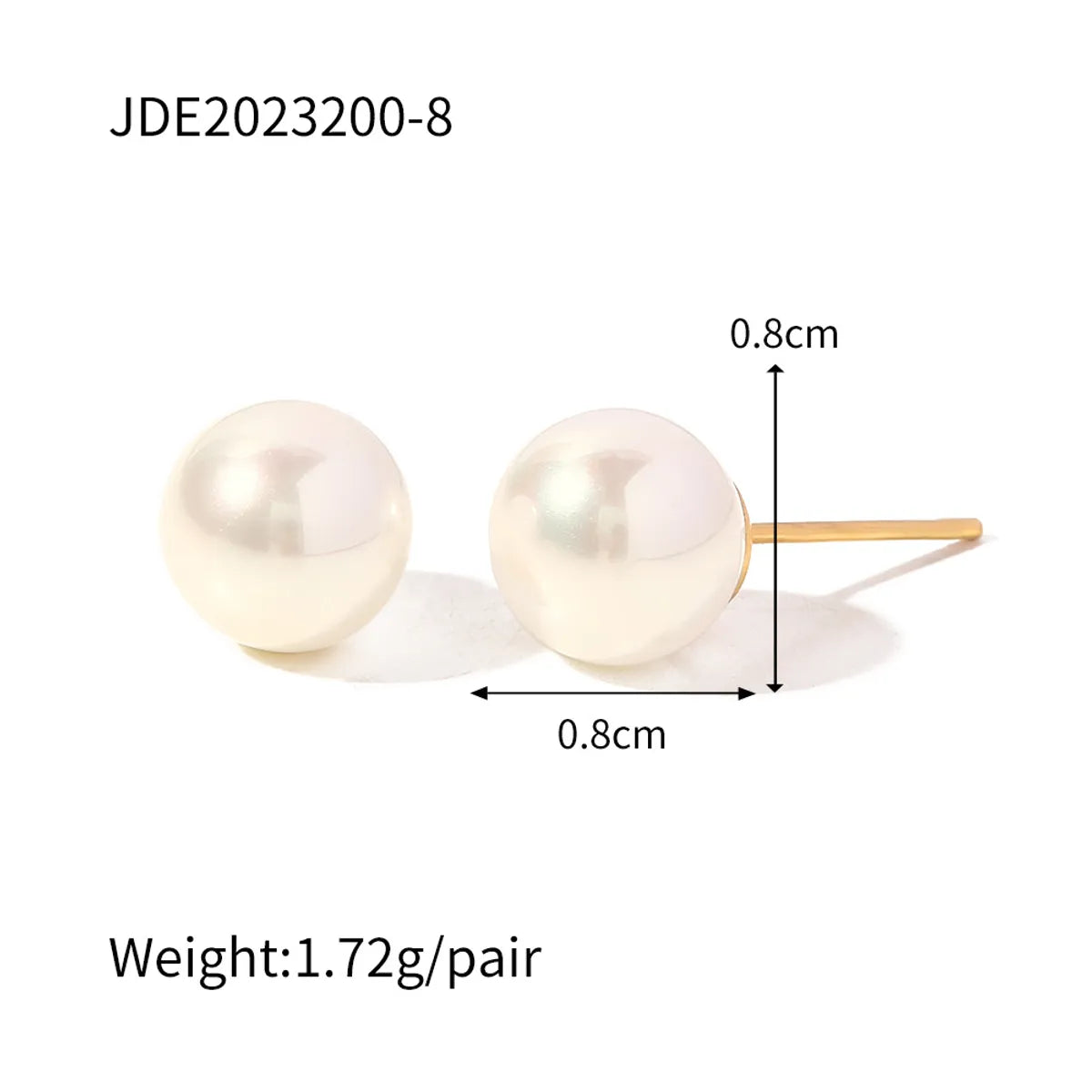 Fashion Round Stainless Steel Inlay Pearl Ear Studs 1 Pair