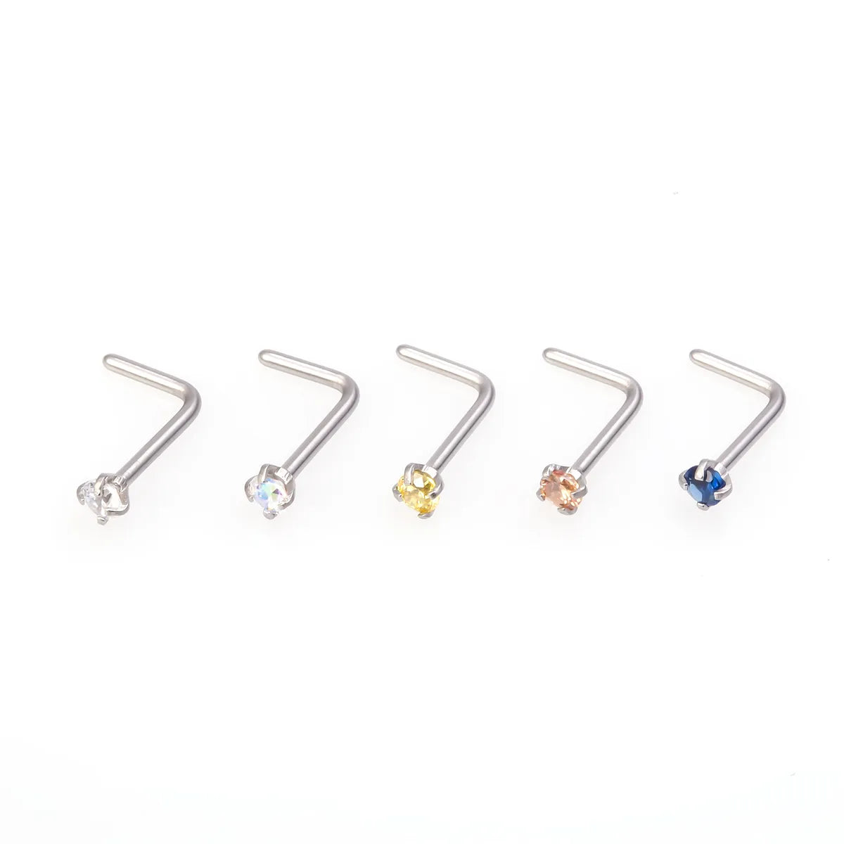 Fashion Round Stainless Steel Inlay Rhinestones Nose Studs 1 Set