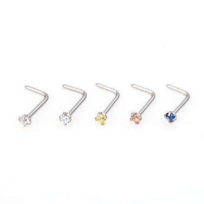 Fashion Round Stainless Steel Inlay Rhinestones Nose Studs 1 Set