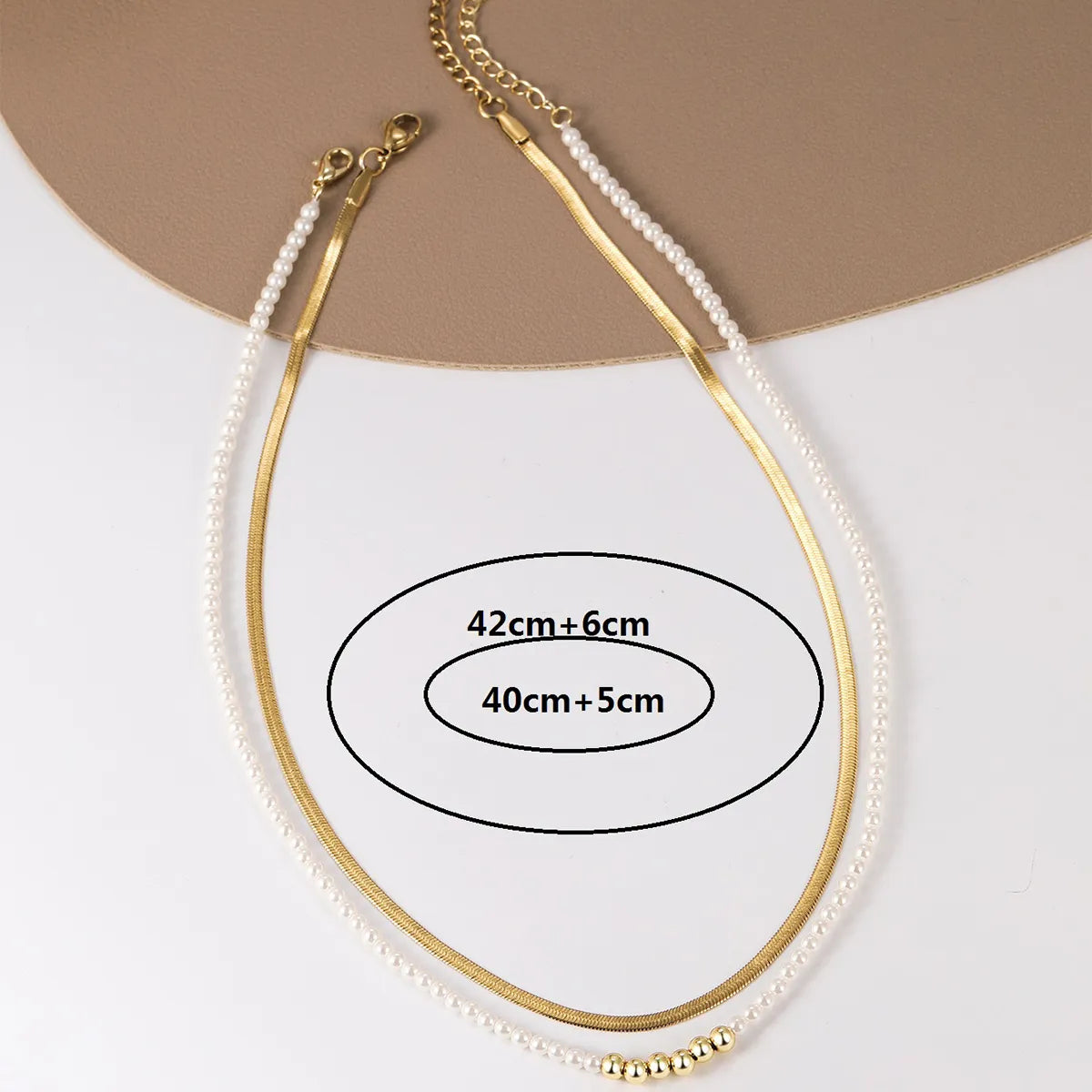 Fashion Round Stainless Steel Beaded Gold Plated Pearl Gold Plated Layered Necklaces