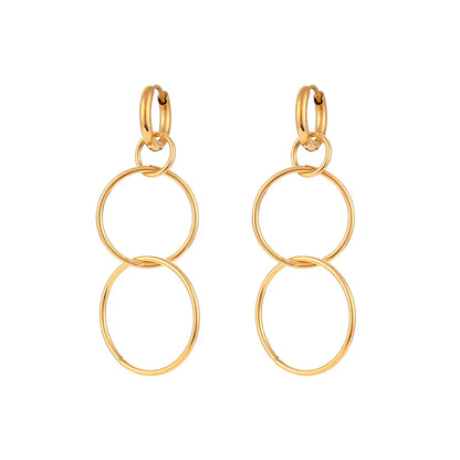 1 Pair Fashion Round Plating Stainless Steel Gold Plated Drop Earrings