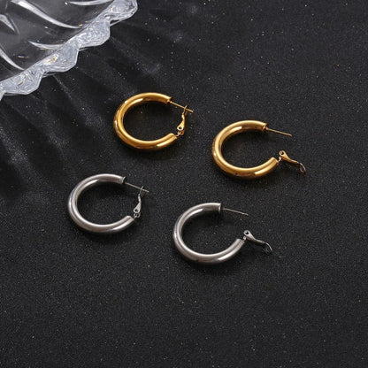 Fashion Round Stainless Steel Plating Earrings