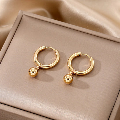 Fashion Round Stainless Steel Plating Hoop Earrings 1 Pair