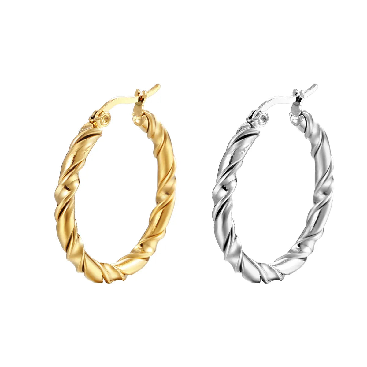 1 Pair Fashion Round Plating 201 Stainless Steel 18K Gold Plated Hoop Earrings