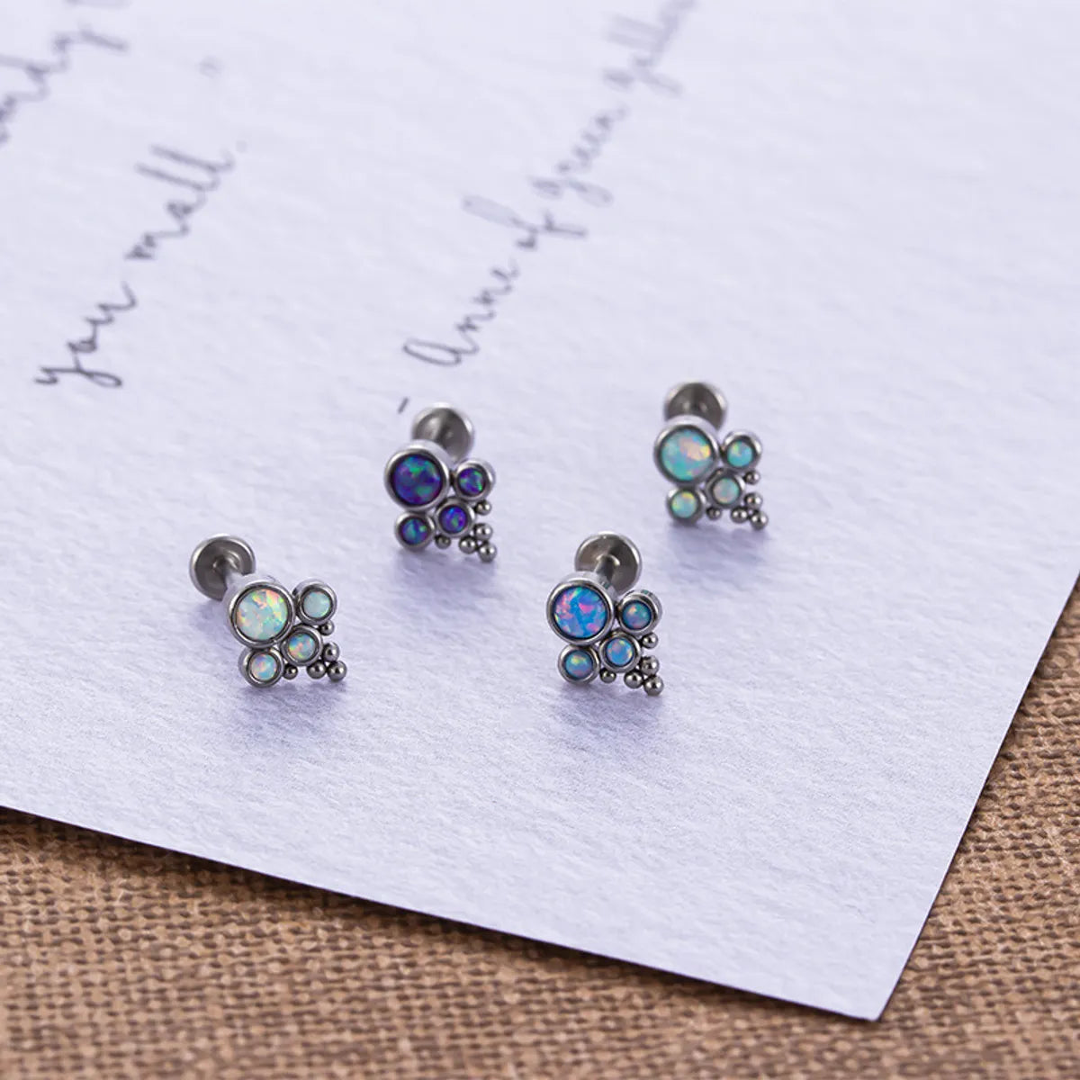 Fashion Round Stainless Steel Plating Inlay Artificial Gemstones Lip Stud 1 Piece