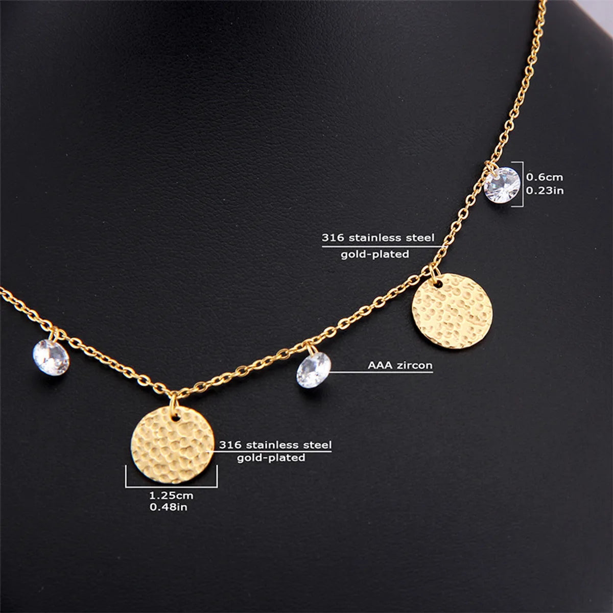 Fashion Round Stainless Steel Zircon Choker