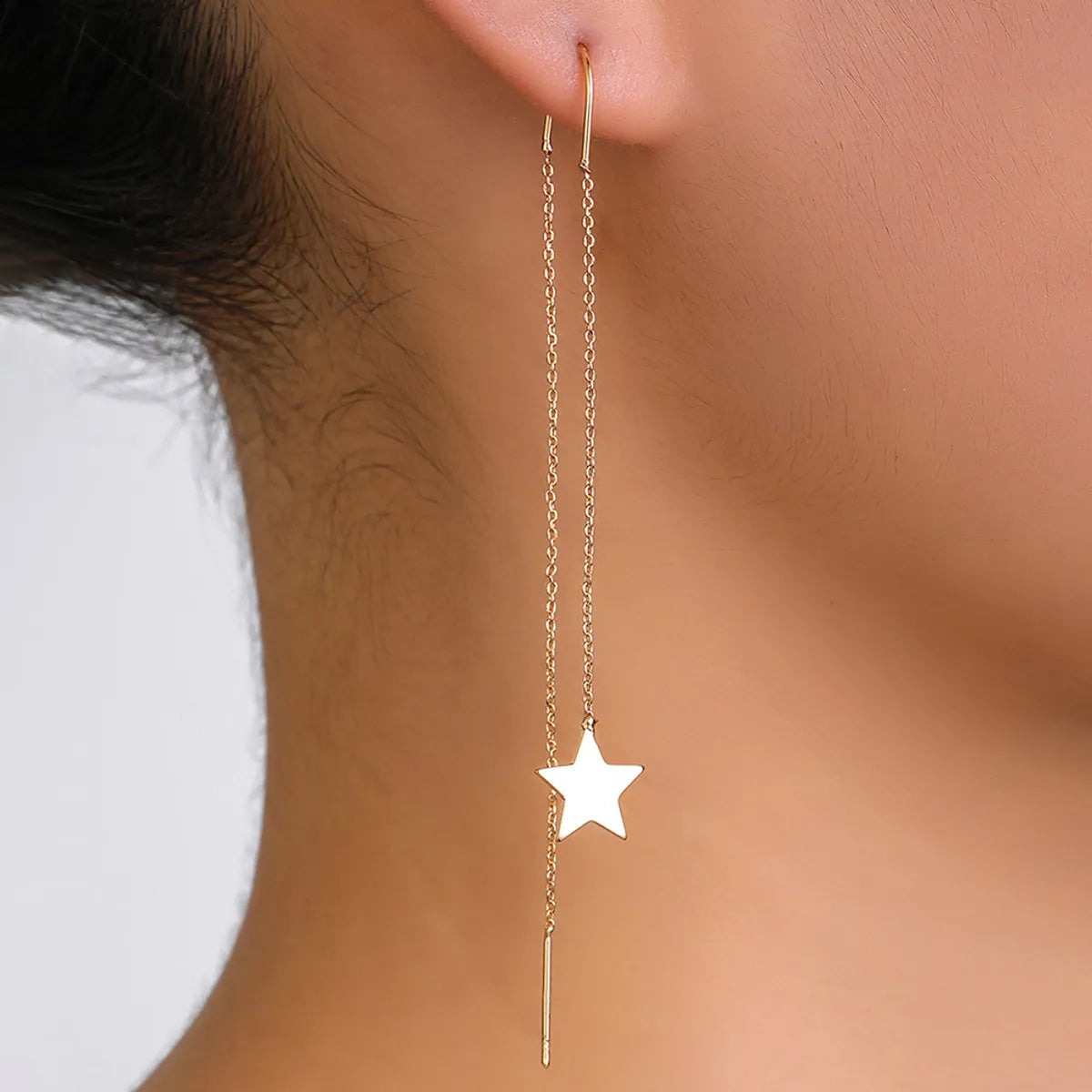 Fashion Round Star Moon Copper Earrings Tassel Zircon Copper Earrings 1 Pair