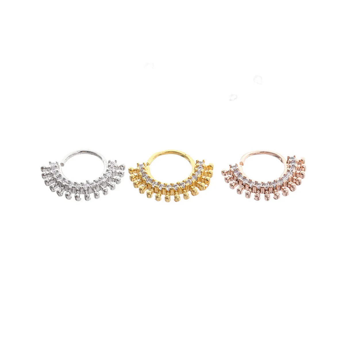 Fashion Round Steel Inlay Zircon Women's Hoop Earrings 1 Piece