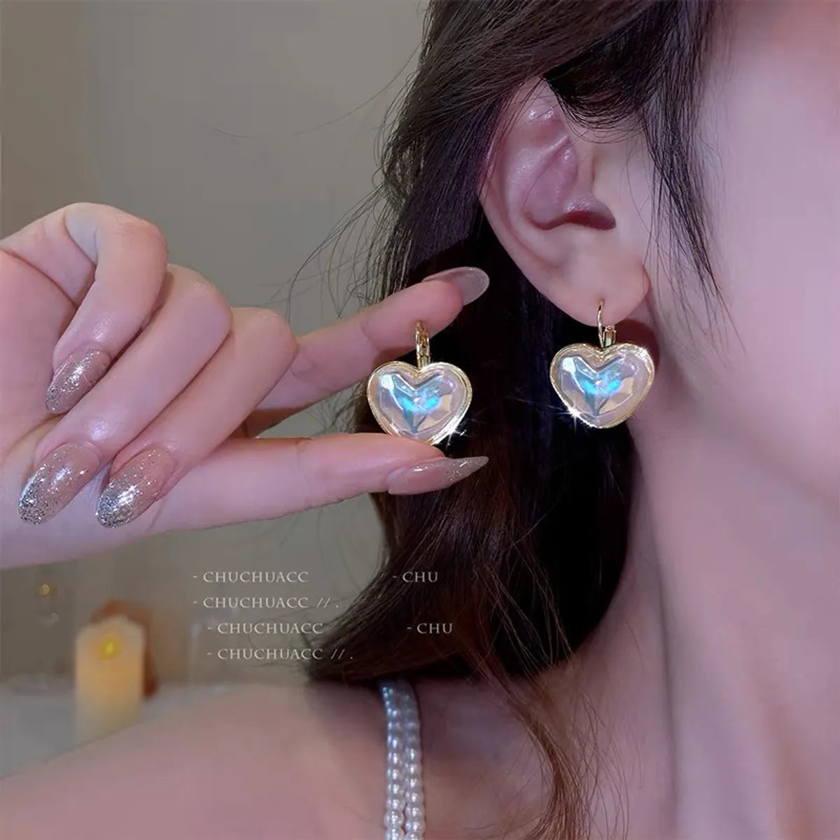 Fashion Round Tassel Heart Shape Alloy Plating Inlay Rhinestones Pearl Women's Earrings 1 Pair