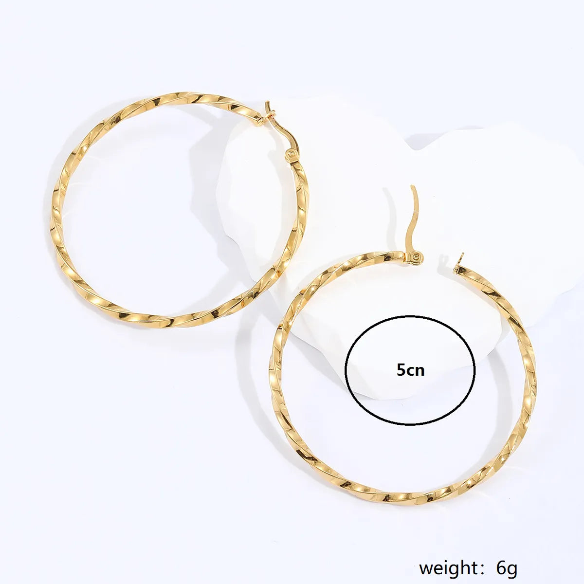 Fashion Round The Answer Stainless Steel Hoop Earrings Gold Plated Stainless Steel Earrings 1 Pair