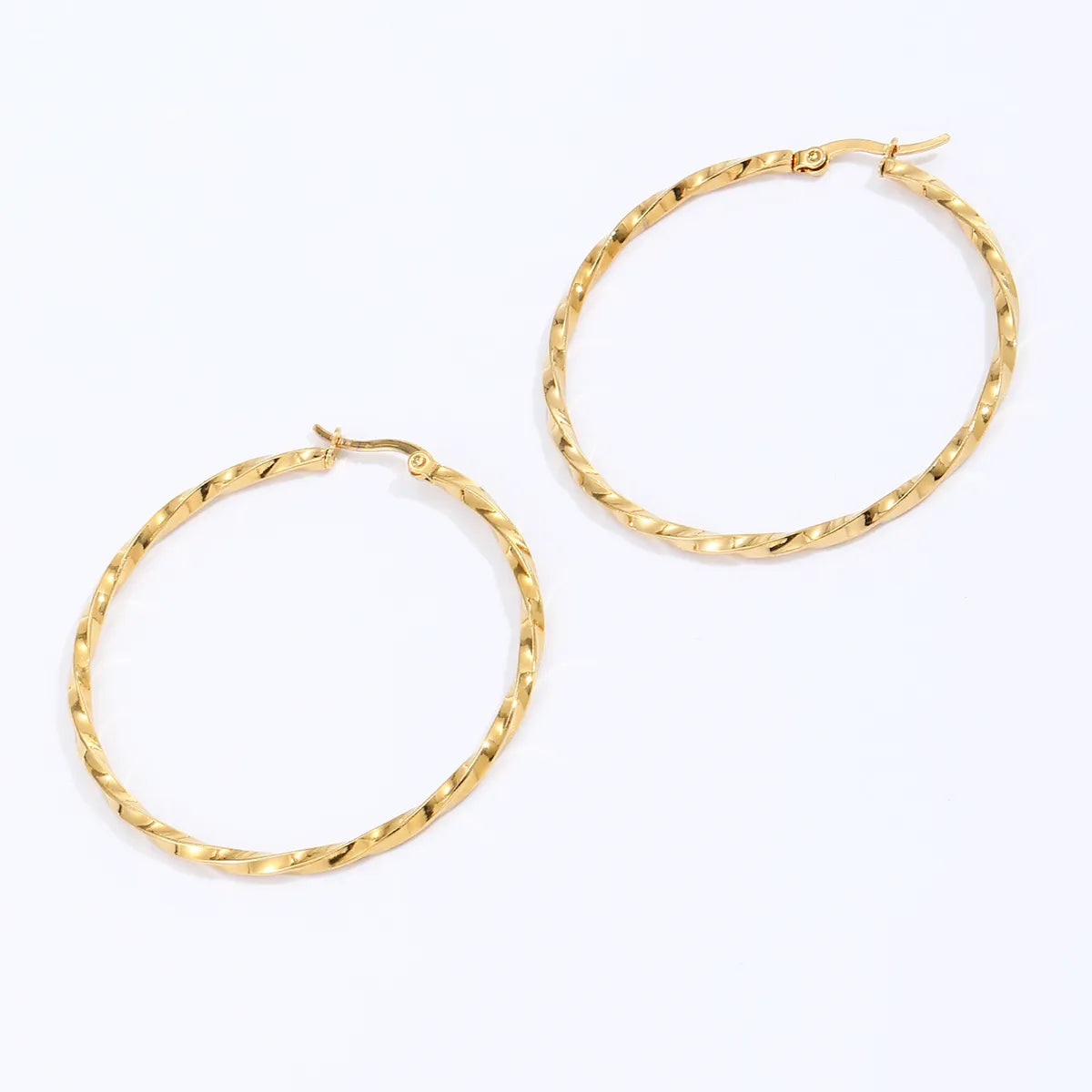 Fashion Round The Answer Stainless Steel Hoop Earrings Gold Plated Stainless Steel Earrings 1 Pair