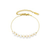 Wholesale Fashion Round Freshwater Pearl Titanium Steel 14k Gold Plated Bracelets