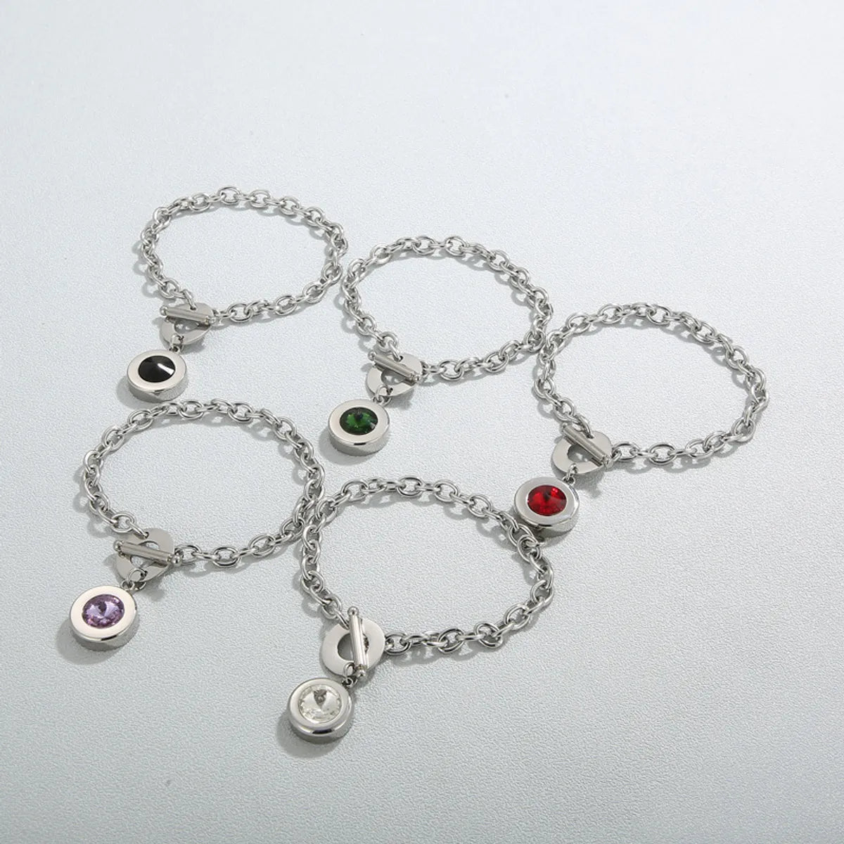 Fashion Round Titanium Steel Bracelets Plating Inlay Satellite Stone Stainless Steel Bracelets