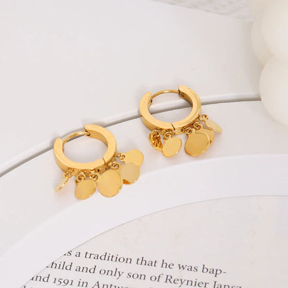 Fashion Round Titanium Steel Earrings Plating Stainless Steel Earrings