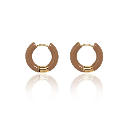 1 Pair Fashion Round 304 Stainless Steel 18K Gold Plated Hoop Earrings