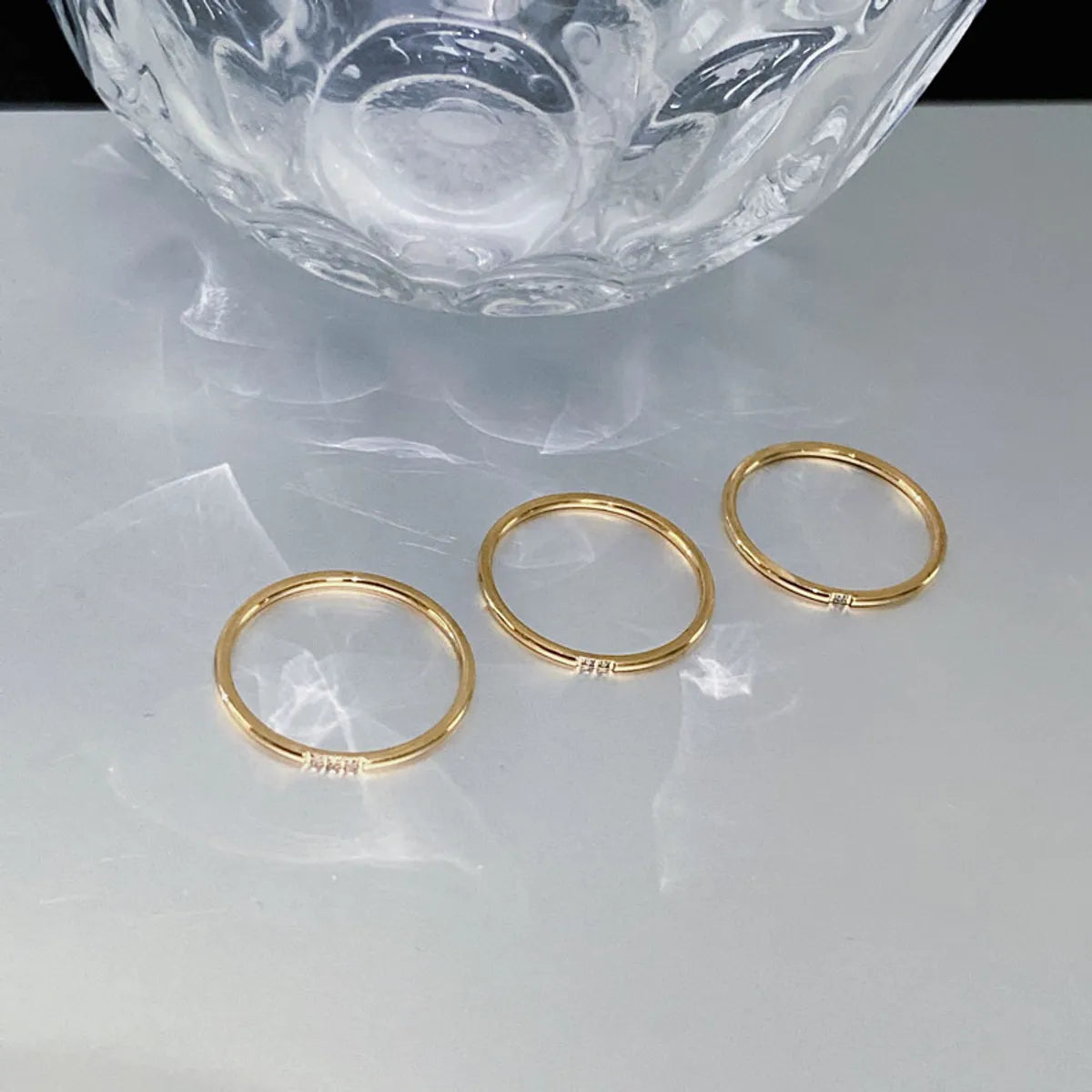 Fashion Round Titanium Steel Inlay Zircon Rings 1 Piece