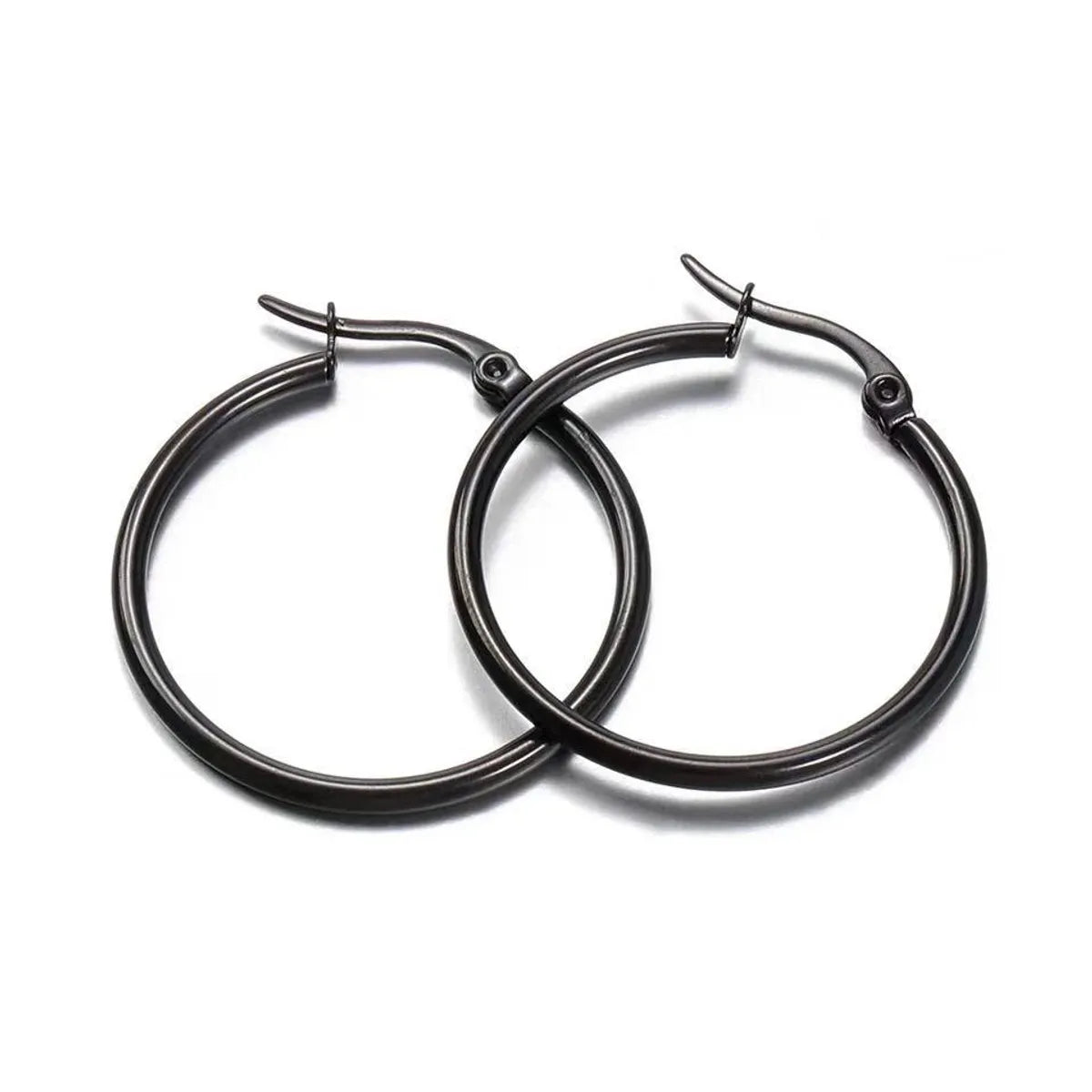 Fashion Round Titanium Steel Plating Hoop Earrings 1 Pair