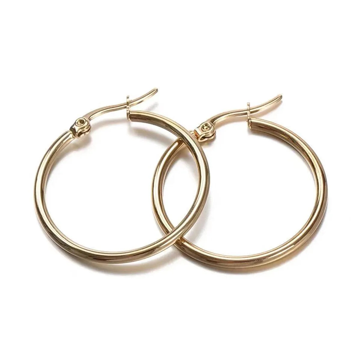 Fashion Round Titanium Steel Plating Hoop Earrings 1 Pair