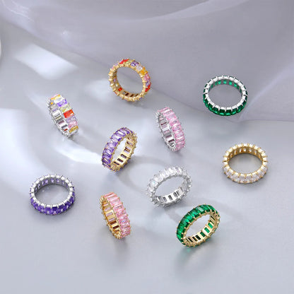 Fashion Round Titanium Steel Plating Zircon Rings