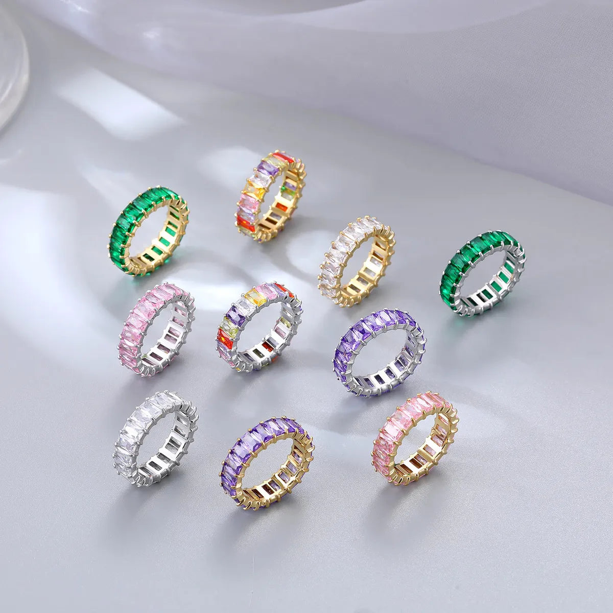 Fashion Round Titanium Steel Plating Zircon Rings