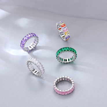 Fashion Round Titanium Steel Plating Zircon Rings