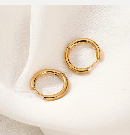 1 Piece Fashion Round Polishing Titanium Steel Hoop Earrings