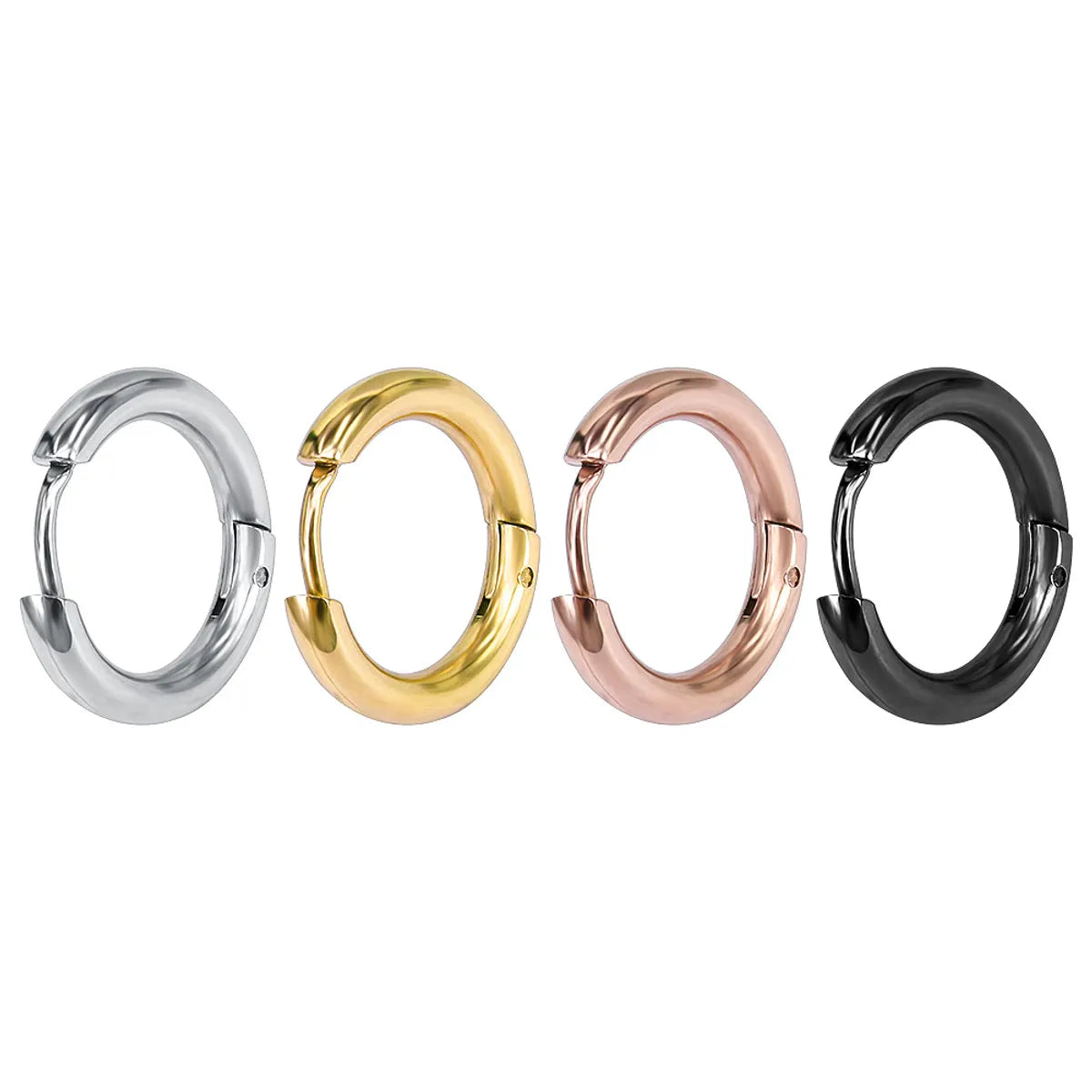 1 Piece Fashion Round Polishing Titanium Steel Hoop Earrings