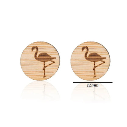 Fashion Round Wood Women'S Ear Studs 1 Pair