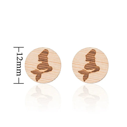 Fashion Round Wood Women'S Ear Studs 1 Pair