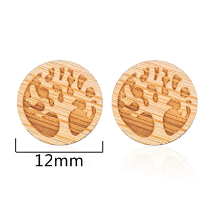 Fashion Round Wood Women'S Ear Studs 1 Pair