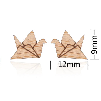 Fashion Round Wood Women'S Ear Studs 1 Pair