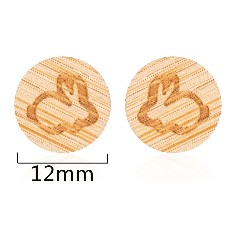 Fashion Round Wood Women'S Ear Studs 1 Pair