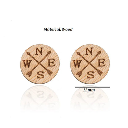 Fashion Round Wood Women'S Ear Studs 1 Pair