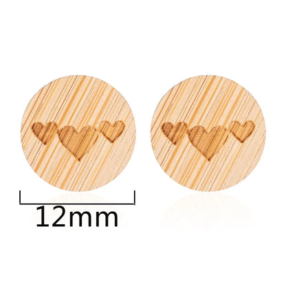 Fashion Round Wood Women'S Ear Studs 1 Pair