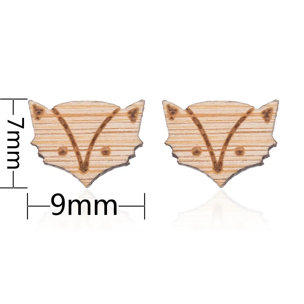 Fashion Round Wood Women'S Ear Studs 1 Pair