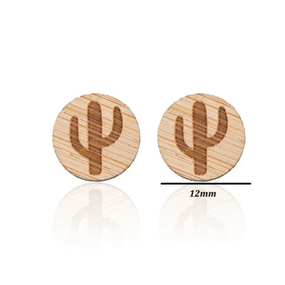 Fashion Round Wood Women'S Ear Studs 1 Pair