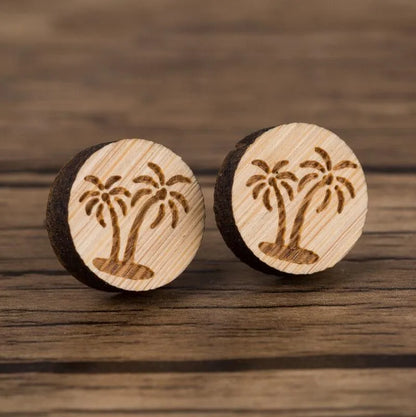 Fashion Round Wood Women'S Ear Studs 1 Pair