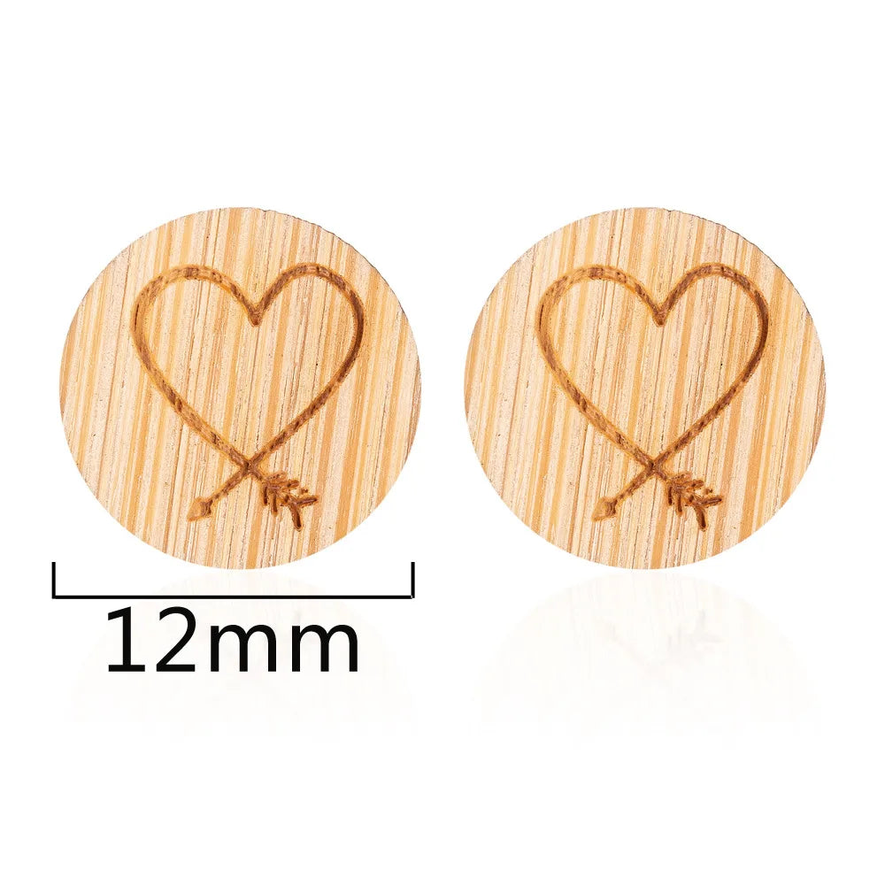 Fashion Round Wood Women'S Ear Studs 1 Pair