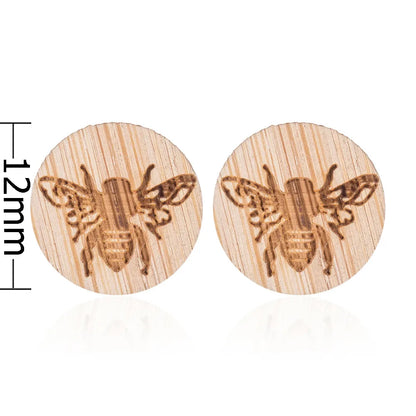 Fashion Round Wood Women'S Ear Studs 1 Pair