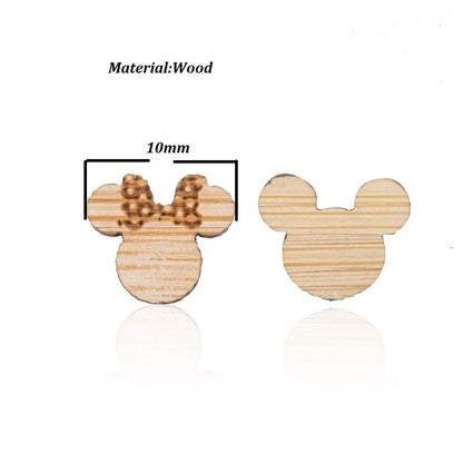 Fashion Round Wood Women'S Ear Studs 1 Pair