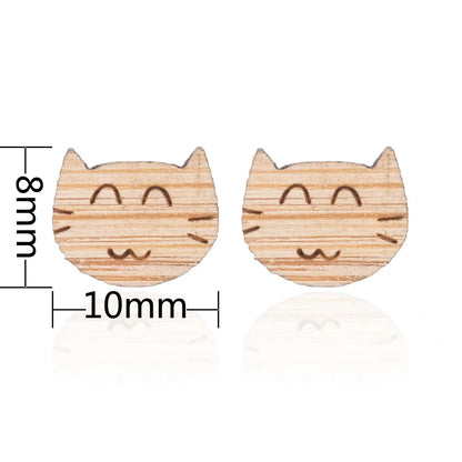 Fashion Round Wood Women'S Ear Studs 1 Pair