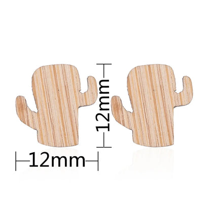 Fashion Round Wood Women'S Ear Studs 1 Pair