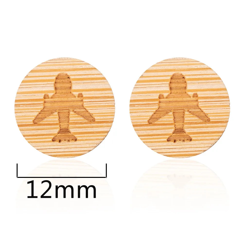 Fashion Round Wood Women'S Ear Studs 1 Pair