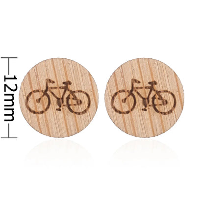 Fashion Round Wood Women'S Ear Studs 1 Pair