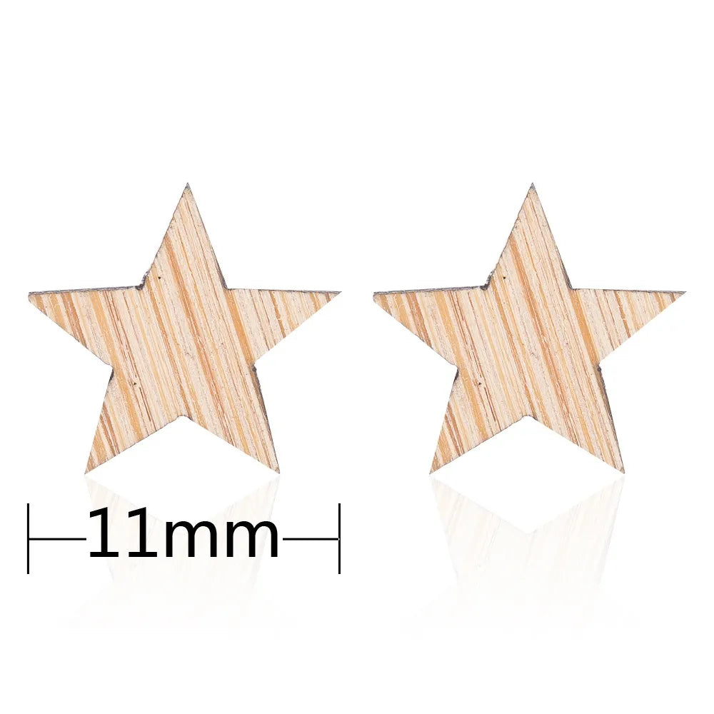 Fashion Round Wood Women'S Ear Studs 1 Pair