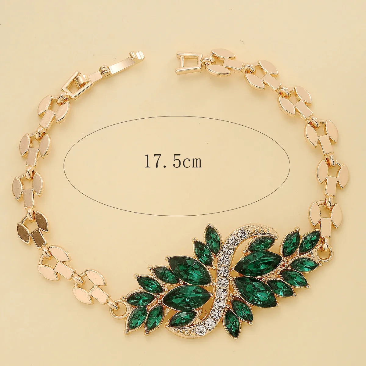 Fashion S Shape Leaf Alloy Inlay Crystal Women's Bracelets 1 Piece