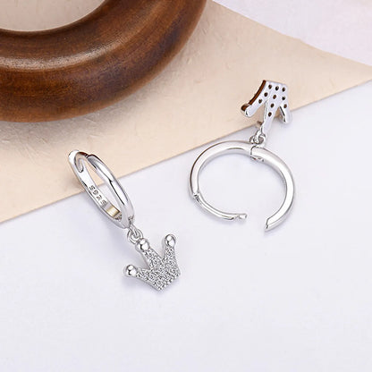 Fashion S925 Silver Needle Crown Full Zircon Copper Hoop Earrings Wholesale